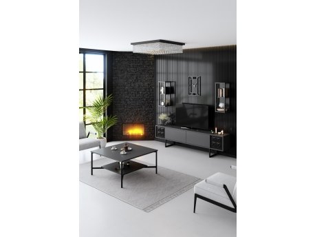 HANAH HOME Set za dnevnu sobu Black Line Set Anthracite Black