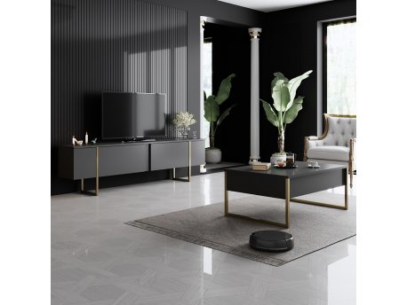 HANAH HOME Set za dnevnu sobu Luxe Set Anthracite Gold