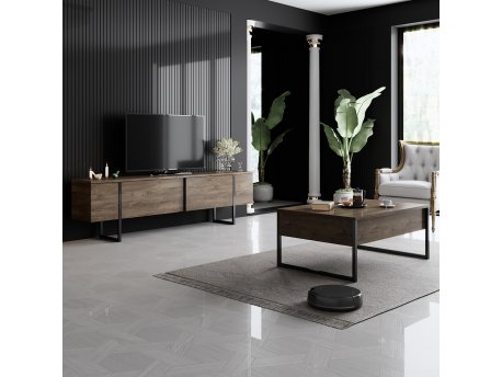 HANAH HOME Set za dnevnu sobu Luxe Set Walnut Black