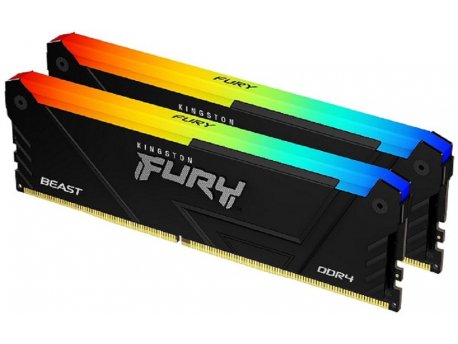 KINGSTON 16GB 2x8GB DDR4 3600Mhz FURY Beast RGB Black XMP KF436C17BB2AK2/16