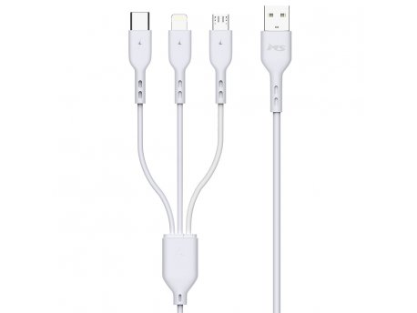 MS MSP40029 kabl za punjač 3u1 USB A (muški) na USB TypeC/Lighting/Micro (muški) 1m beli
