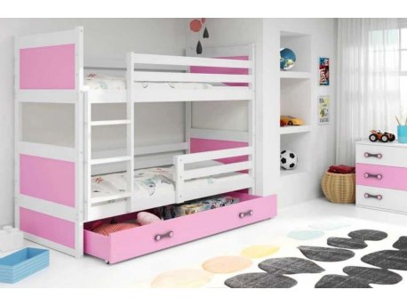 BALOO Bonny Krevet Na Sprat 190X80 Belo - Rozi (8446)