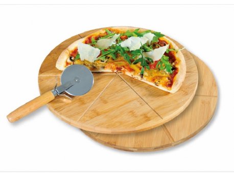KESPER Daska za pizzu set 2 kom bambus 32 cm sa točkićem za sečenje KSP58465