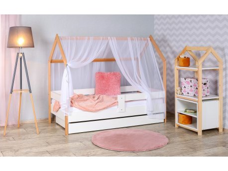 BELLA LUNI Domek Krevet kućica sa fiokom i dušekom (9cm) 160x80 beli