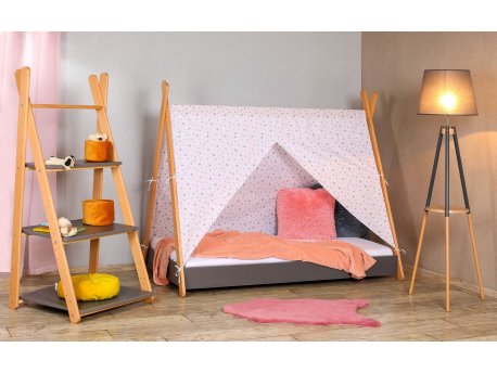 BELLA LUNI Tipi Krevet sa nadstrešnicom i dušekom 180x80 sivi