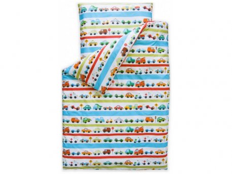 TOP BEDS Posteljina 140x100 - Cars And Stripes