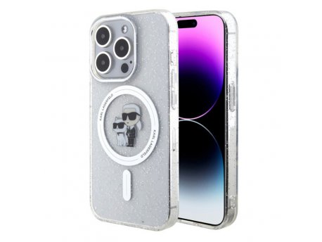 KARL LAGERFELD Maska za iPhone 15 Pro MAGSAFE IML KC GLITTER TRANSPARENT