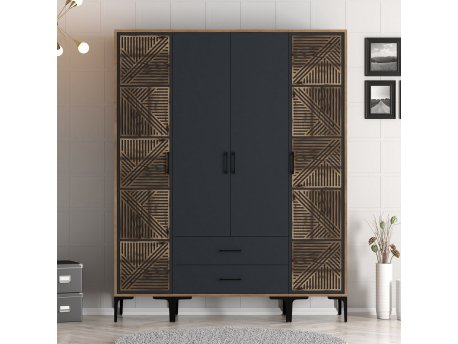 HANAH HOME Garderober Kumsal PTP Walnut Anthracite