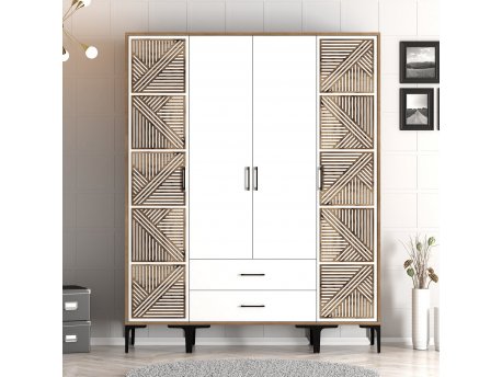 HANAH HOME Garderober Kumsal PTP Walnut White