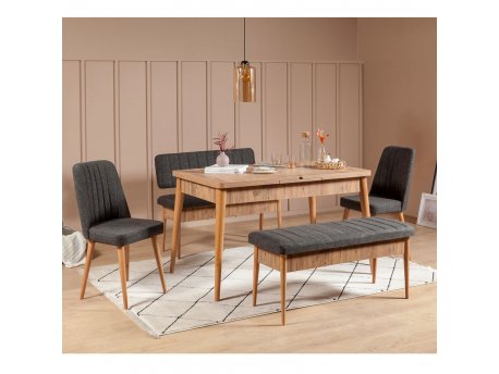 HANAH HOME Trpezarijski set Vina Atlantic Anthracite