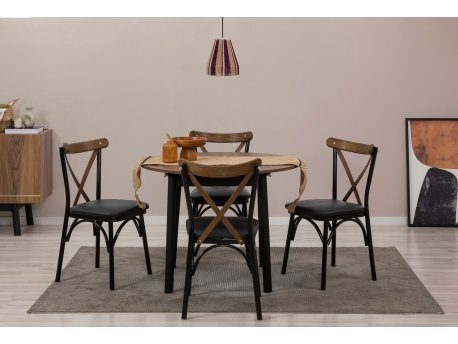HANAH HOME Trpezarijski sto i stolice Oliver Black Walnut