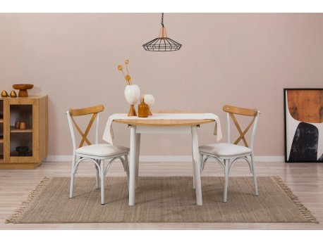HANAH HOME Trpezarijski sto i stolice Oliver Oak, White