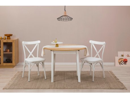 HANAH HOME Trpezarijski sto i stolice Oliver White, Oak