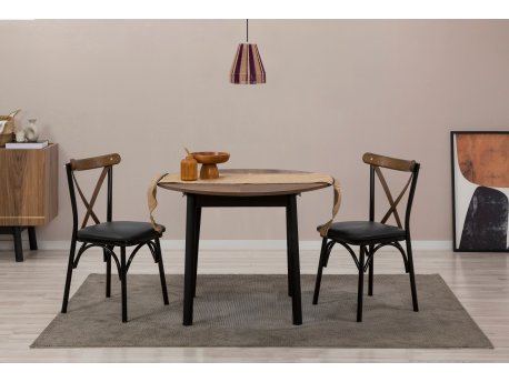 HANAH HOME Trpezarijski sto i stolice Oliver - Black Walnut