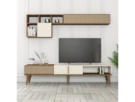HANAH HOME TV polica Milan TV Walnut Cream