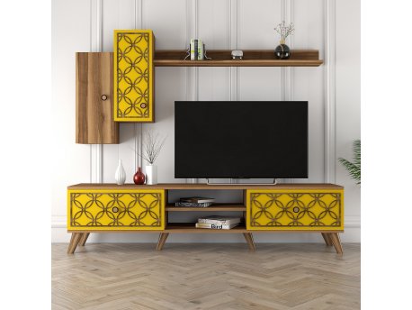 HANAH HOME TV polica Class S Walnut Yellow