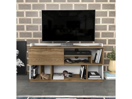 HANAH HOME TV polica Raca White Oud Oak
