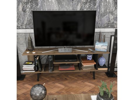 HANAH HOME TV polica Akya Walnut Black