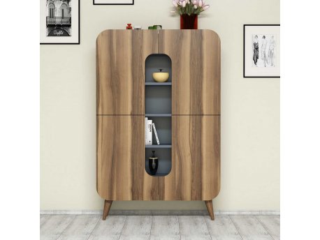 HANAH HOME Višenamenski ormar Mine Walnut Blue
