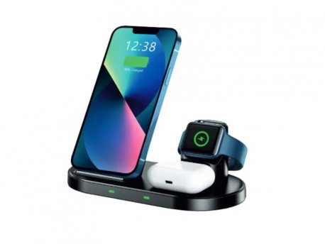 SWISSTEN Bežični punjač za mobilne telefone 3in1 crni (732)