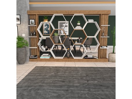 HANAH HOME Polica za knjige Sueno White Walnut