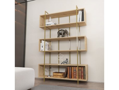 HANAH HOME Polica za knjige Bruti Oak Gold