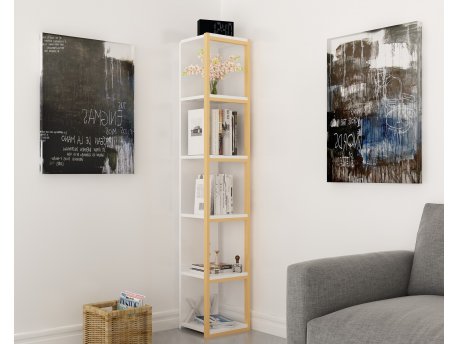 HANAH HOME Polica za knjige Texas Gold White