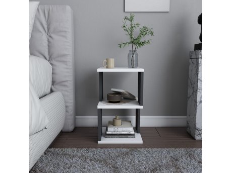 HANAH HOME Noćni stočić Carter White Anthracite