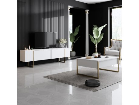 HANAH HOME Set za dnevnu sobu Luxe Set White Gold