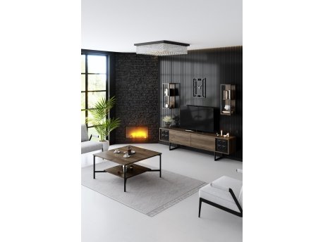 HANAH HOME Set za dnevnu sobu Black Line Set Walnut Black