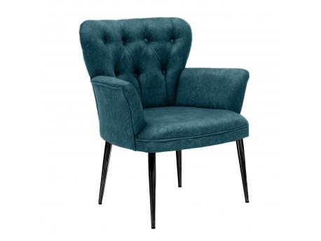 HANAH HOME Fotelja Paris Black Metal Petrol Blue
