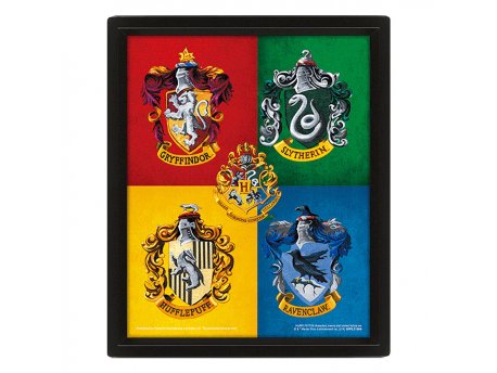 Pyramid International Harry Potter (Colourful Crests) - Framed