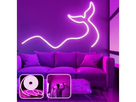 OPVIQ Zidna LED dekoracija Wave and Tail Large Pink