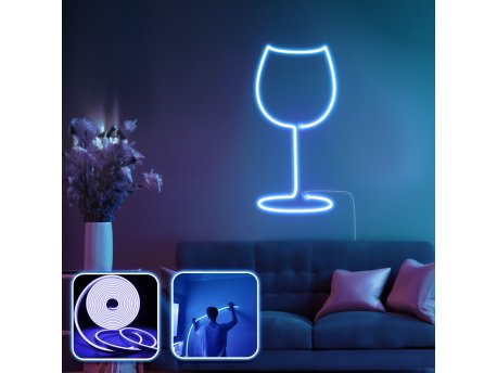 OPVIQ Zidna LED dekoracija Wine Glass Medium Blue