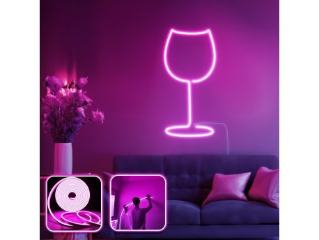 OPVIQ Zidna LED dekoracija Wine Glass Medium Pink