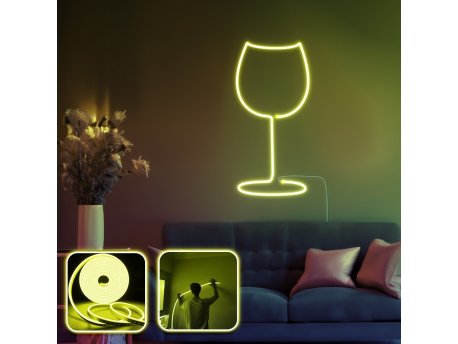 OPVIQ Zidna LED dekoracija Wine Glass Medium Yellow