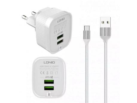 LDNIO A201 2xUSB kućni punjač sa Tip C kablom