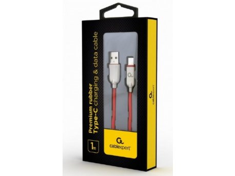GEMBIRD CC-USB2R-AMCM-1M-R Gembird Premium rubber Type-C USB charging and data cable, 1m, red