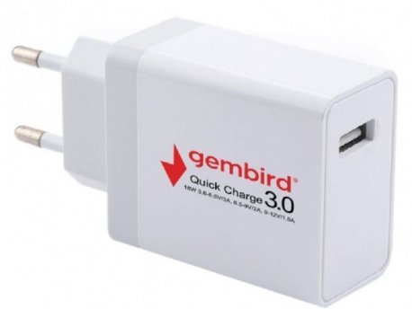 GEMBIRD NPA-AC36 ** Gembird QC3.0 brzi punjac +Type C USB kabl,18W 3.6-6.5V/3A, 6.5V-9V/2A, 9V-12V/1.5A(351)