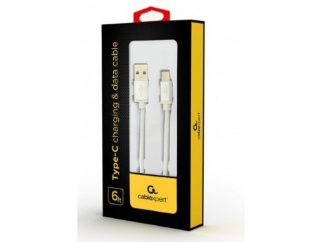 GEMBIRD CCB-mUSB2B-AMCM-6-S Gembird Cotton braided Type-C USB cable with metal connectors, 1.8 m, silver