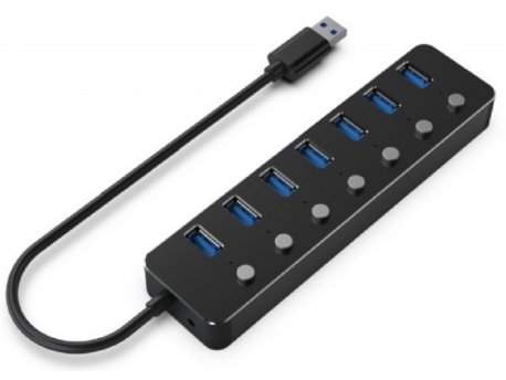 GEMBIRD UHB-U3P7P-01 Gembird 7-port USB 3.1 (Gen 1) hub with switches, black