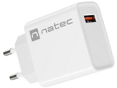 NATEC RIBERA USB Tip-A kućni punjač, QC3.0, 3A, 18W, Beli (NUC-2057)