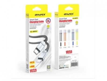AWEI CL-225T kabl USB tip C 3.1 M/M 60W Beli