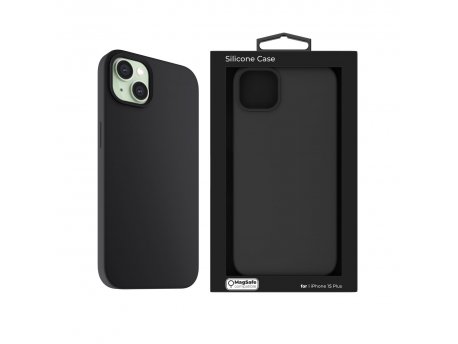 NEXT ONE Silicone Case for iPhone 15 Plus MagSafe compatible - Black (IPH-15PLUS-MAGCASE-BLACK)