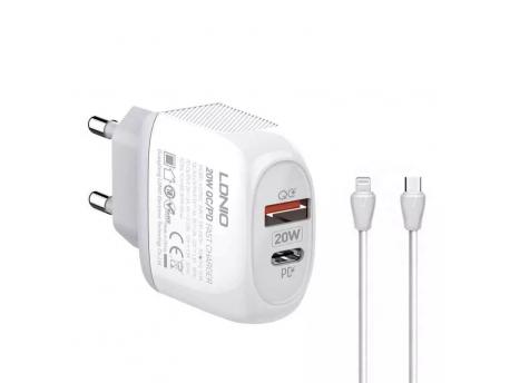 LDNIO A2316C 20W Kućni punjač sa lightning kablom