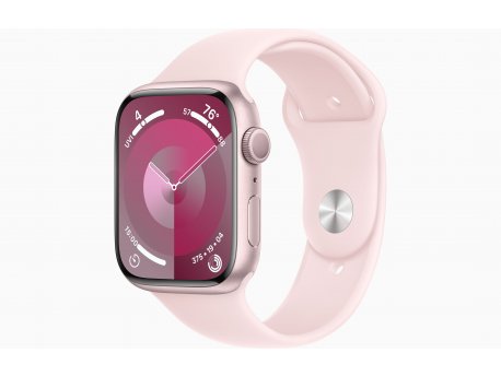 APPLE Watch S9 GPS 45mm Pink Alu Case w Light Pink Sport Band - M/L ( mr9h3se/a )