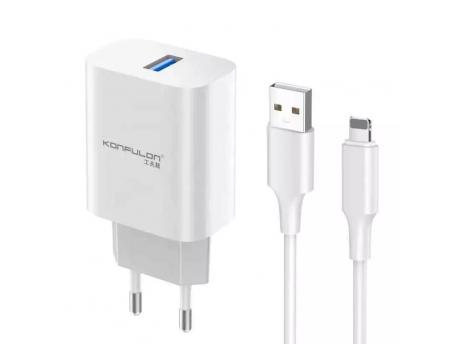 KONFULON C87 15W Kućni punjač sa lightning kablom