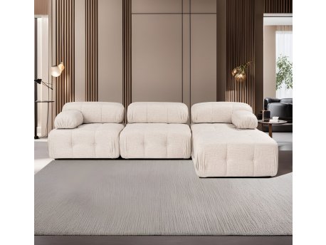 Atelier del Sofa Ugaona garnitura Doblo 3 Seater with Pouffe (L1 O1 1R Pouffe) Light Brown