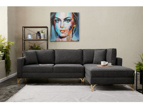 Atelier del Sofa Ugaona garnitura Berlin Right Anthracite Gold