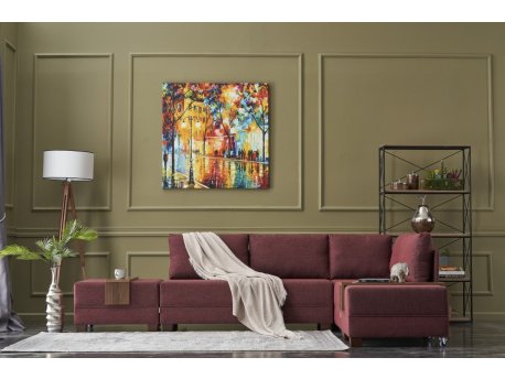 Atelier del Sofa Ugaona garnitura Fly Corner Sofa Bed Right Claret Red